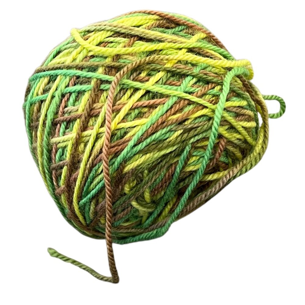 Hand-Dyed Multicolor Yarn Ball In Green & Brown Tones For Knitting Or Crocheting